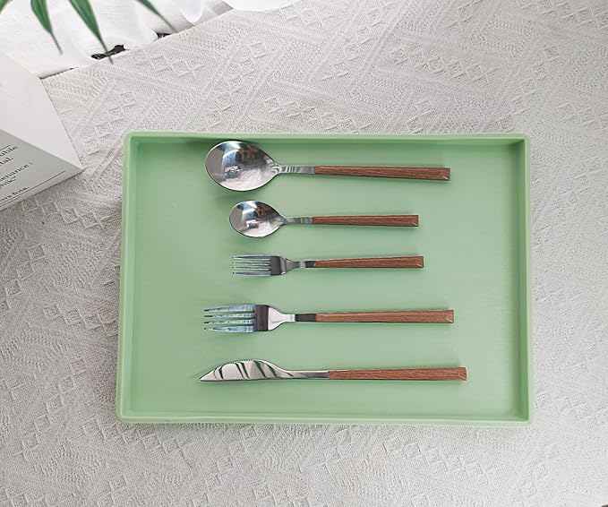 Green Serving Tray (15 x 10.6 inch), Laegr Tray for Serving Accessory, Spa, Coffee, Drinks, Tea, Bar, Party, Seasoning, Perfume and Display Use.