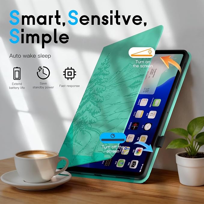 Galaxy Tab S10 Lite / S10 FE / S9 FE Case(10.9 Inch) Frozen Lake Premium Leather with Soft-Touch Feel Built-in Card Slots Adjustable Kickstand Slim and Lightweight ICY Blue