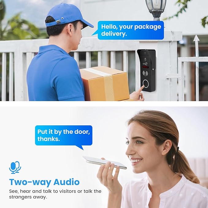 Wired Smart Video Apartments Intercom System,10 Inch Monitors with 1080P Doorbell Camera,3-in-1 Unlocking,TUYA WiFi Door Phone Kits, Ideal for Villas & Homes (1 doorbell + 3 Monitor)
