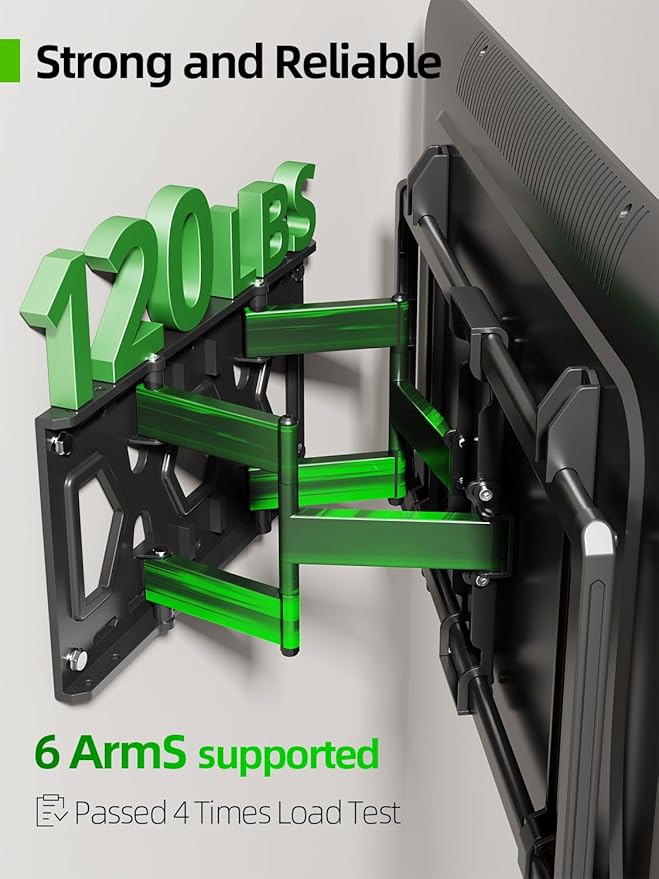 USX MOUNT Ultra Slim TV Wall Mount for Most 37-90 inch Television, Full Motion TV Mount Dual Swivel Articulating Tilt 6 Arms, Up to 120lbs, VESA 600x400mm, Max 16" Wood Studs, XML612-K