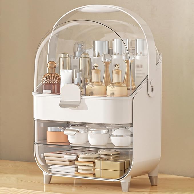 Makeup Organizer, Skincare Holder Bathroom Counter Organizer, Storage Box Cosmetic Display Cases, Teen Girl Gifts Trendy Stuff Make up Organizers for Vanity, Dresser, Countertop (Silver)
