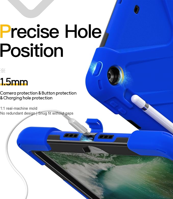 BRAECN Case for iPad 6th/5th Generation - 9.7 inch 2018/2017 Black | Protective Heavy Duty Shockproof Rugged Cover for Kids/Adults 360° Rotating Hand Strap/Stand &amp Detachable Shoulder Strap