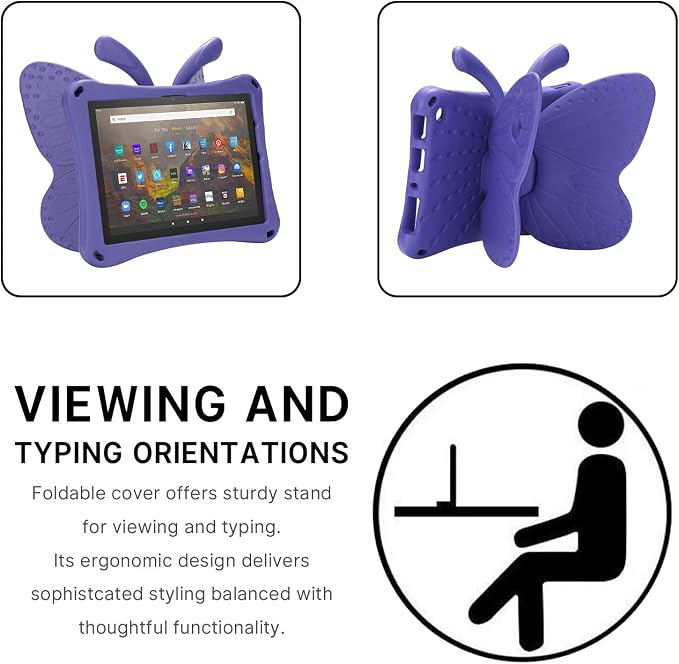 Simicoo Fire Max 11 Tablet 2023 Cute Butterfly Case with Stand for Kids Girl Light Weight EVA Rugged Shockproof Full Cover Kids Friendly Kids case for Fire Max 11(Blue)