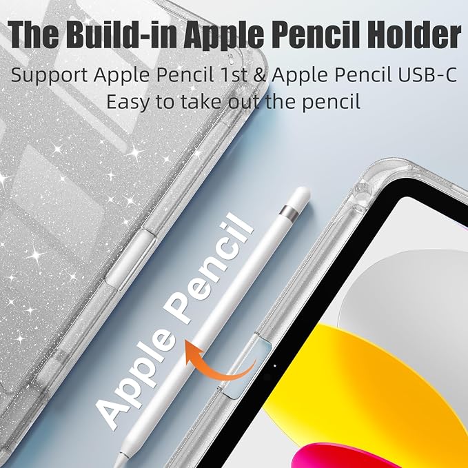 Akkerds for iPad 10th Generation Case 10.9 Inch 2024 - for iPad (A16) 11th Gen Case 11 Inch 2025 with Pencil Holder - Slim Trifold Stand Protective Cover with Crystal Clear Back - Gray