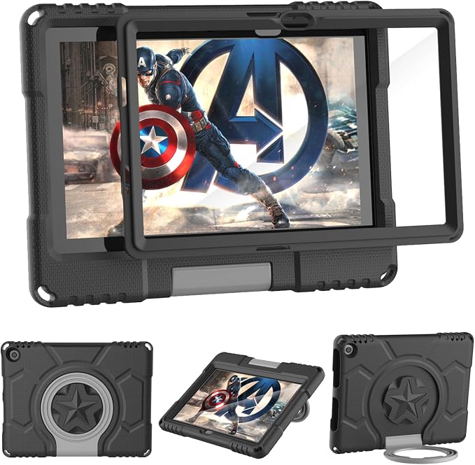Kids case for 10 inch Tablet Lightweight Shockproof Case with Screen Protector Handle StandBlack