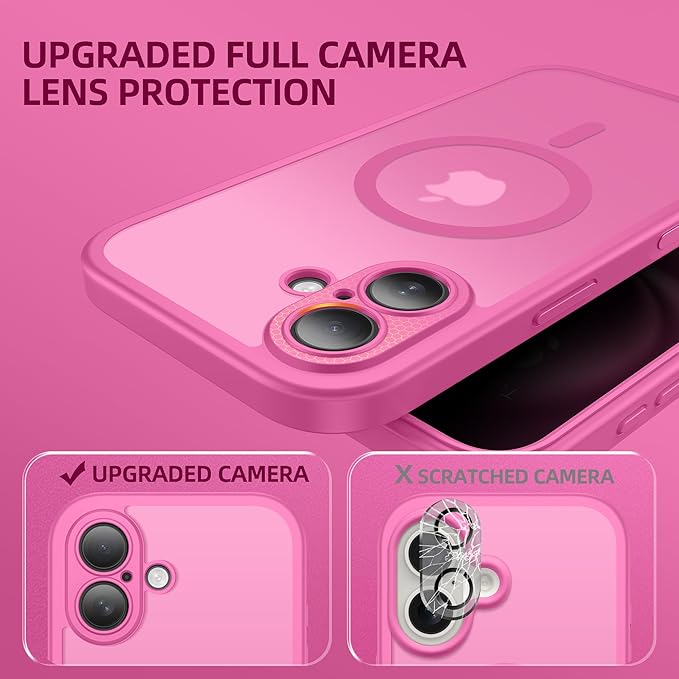 BERFY Magnetic for iPhone 16 Case, Compatible with MagSafe, Built-in Privacy Screen Protector and Upgraded Camera Protection, Anti-Spy Full Body Shockproof Phone Case for 16 6.1", Peony
