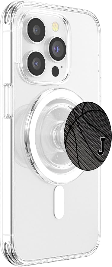 Basketball Letter J Black Phone Stand Initial J for Men PopSockets Adhesive PopGrip