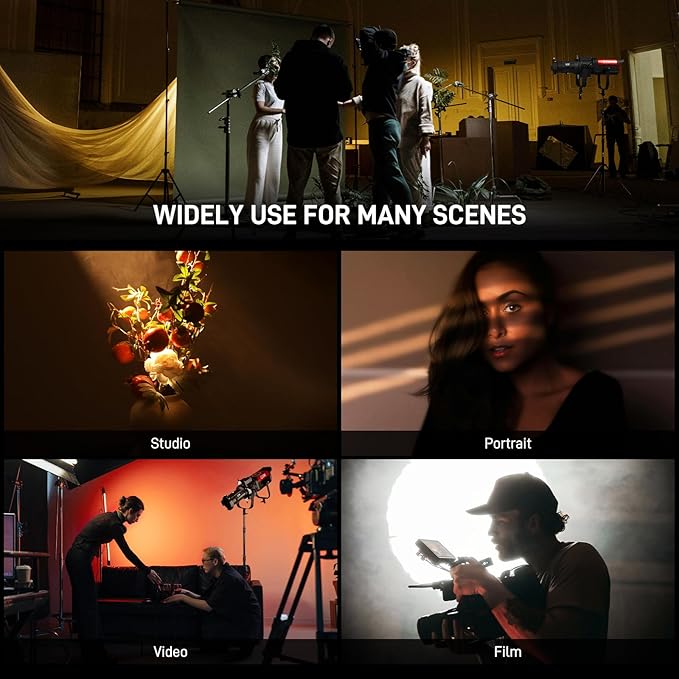 GVM Conical Optical Snoot Kit, Spotlight Snoot Photography with 40° Projection Lens, 30 Gobos and 5 Color Filters, Adjustable Focus Bowens Mount Snoot for Studio LED Video Lights Flash Up to 600W