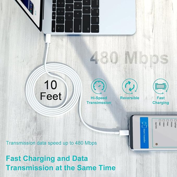 Fast Charger for iPhone 17 16【Apple MFi Certified】 20W Type C Wall Charger | Block with 10Foot USB C to C Woven Braided Cable for iPhone 17/17 Air/17 Pro Max/17 Pro/16/16 Pro Max/16 Plus/15/iPad/Airp