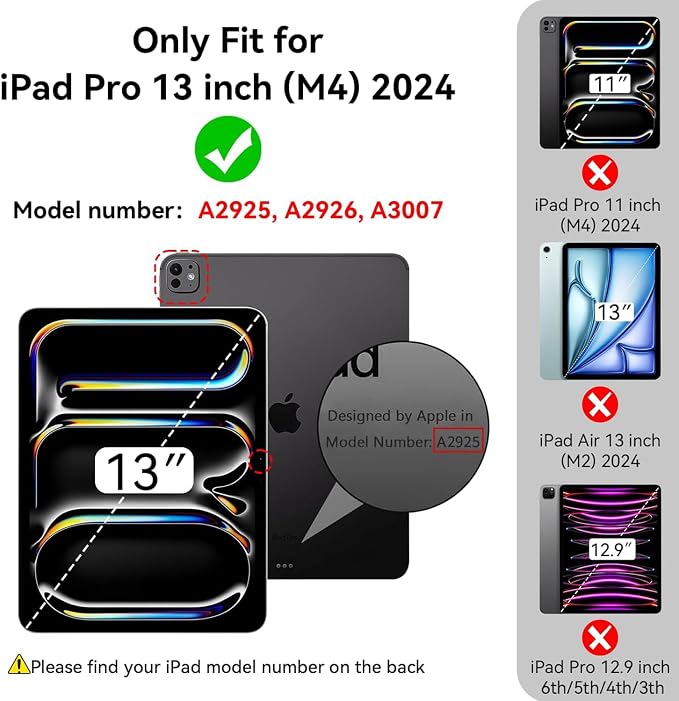 Case for iPad Pro 13 Inch M4 (2024) Slim Multi-Angle Smart Stand Cover with Automatic Sleep/Wake Function for iPad Pro 13 Inch Art Dragonfly