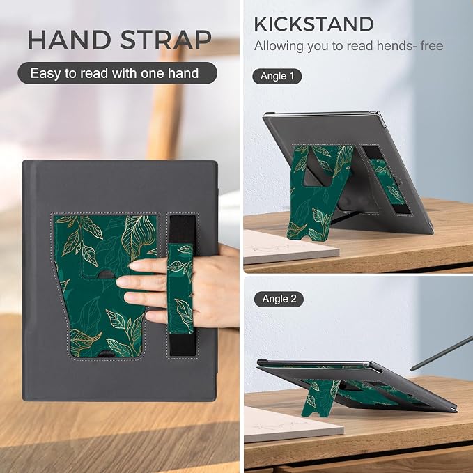 CoBak Stand Case for Remarkable 2 Paper Tablet 2020 10.3 with Hand Strap | Lightweight and Hard Back Shell Protective Book Folio Cover with 2 Kickstand Stand Angles and Pen Holder Features Black