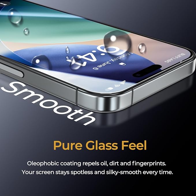 BUFF LABS 2-Pack Screen Protector for iPhone 17 Pro | iPhone 17 | iPhone 16 Pro [6.3”] Tempered Glass with Auto-Alignment Kit - Bubble-Free Drop Protection Easy Installation Case-Friendly