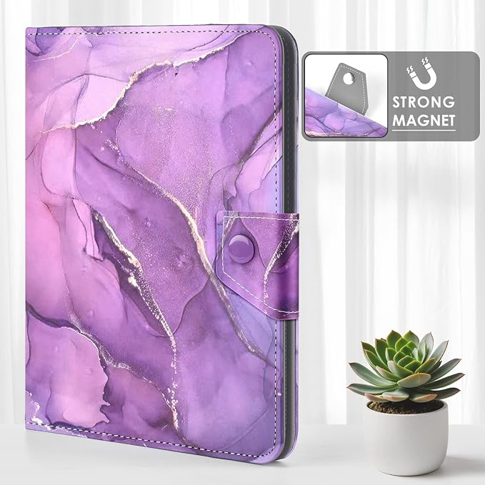 DETUOSI Universal 8.0 inch Tablet Case 8.7 inch Tablet Cover Travel Portable Protective Folio PU Leather Stand Shell Case【with 4 Fixed Rings】for All Kinds of 8.0-8.7 inch Android/iOS/Windows Tablets