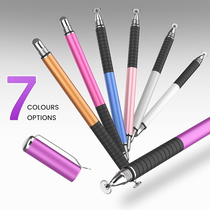 MEKO Stylus Pen for Touchscreen 2-in-1 Universal Stylus 6Pcs | MEKO 1st Gen Stylus Fiber &amp Disc Tips High Precision Work for iPad iPhone Android Tablets All Touch Screens-Black