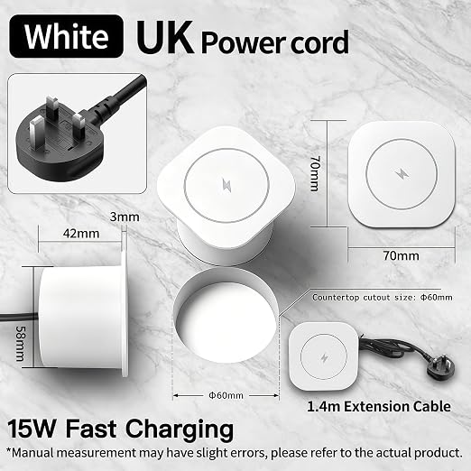 15W Black Flush Mount Wireless Charger Fast Charging Pad