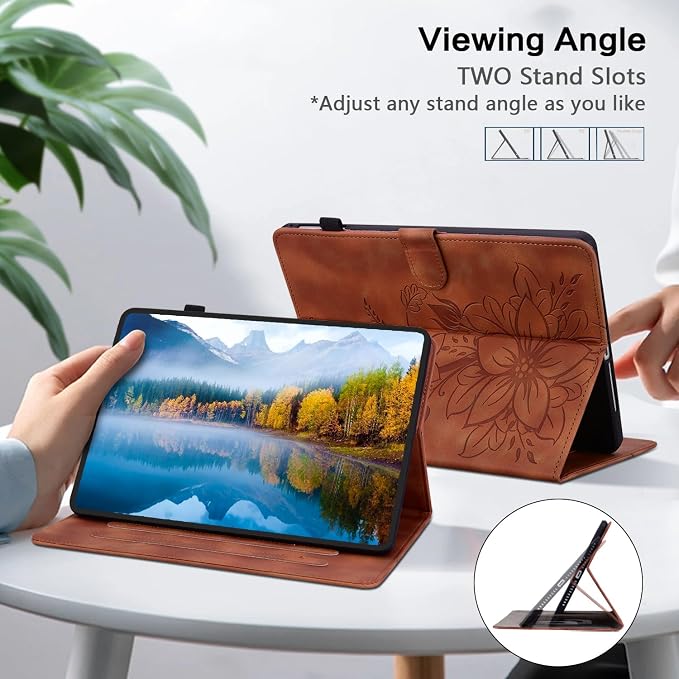 Case for All-New Amazon Fire HD 10 and 10 Plus Tablet (13th/11th Generation 2023/2021 Release) Magnetic Clasp Stand Leather Case with Pen Holder Blue