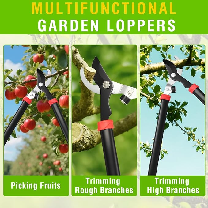 Yesker 28" Loppers for Tree Trimming Heavy Duty Tree Trimmer Sharp Steel Blade Bypass Loppers Branch Cutter up to 1.5 Inch Dia Cut Capacity Shock-Absorbing Bumper Handle Ideal for Garden Maintenance