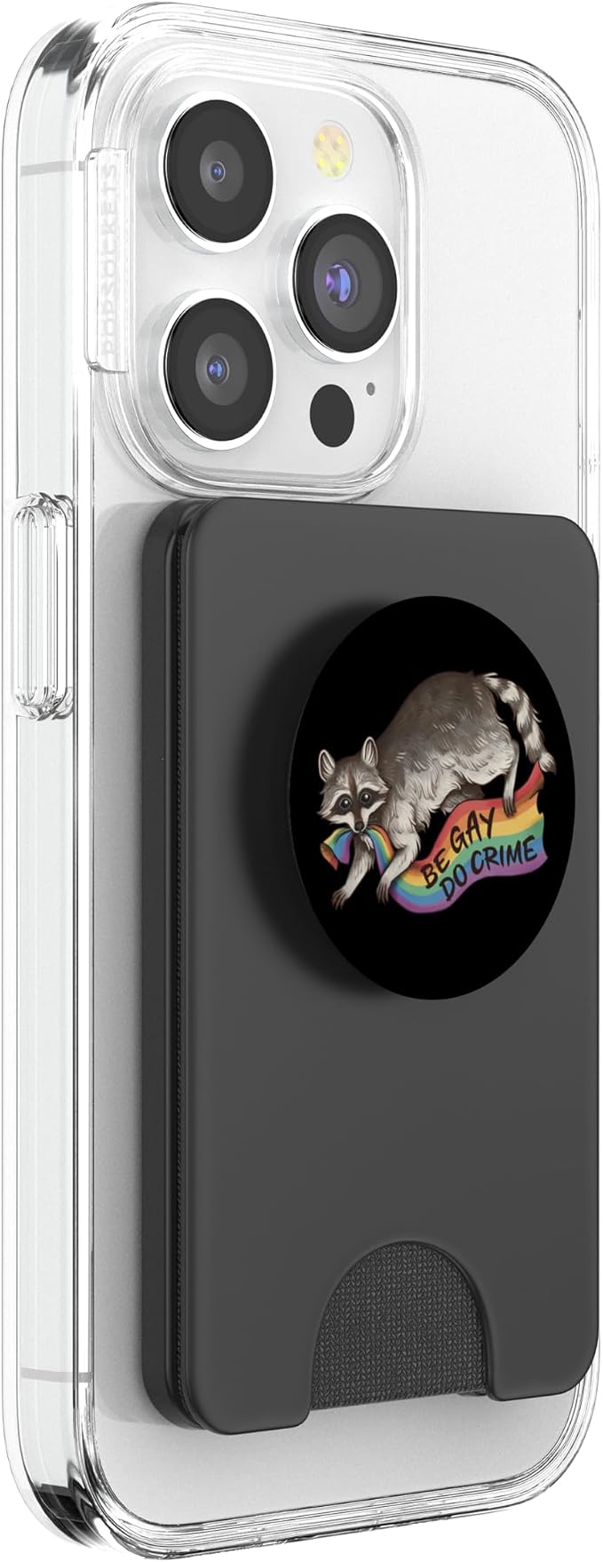 BE GAY DO CRIME Pride Flag LGBTQ Raccoon Funny Pride Queer PopSockets PopGrip for MagSafe