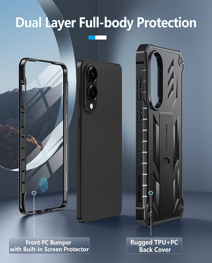 FNTCASE for 11 Pro XL Case Rugged Kickstand 2 Front Frames Black | Built-in Screen Protector 20FT Military-Grade Drop Protection Rugged Heavy Duty Shockproof Full Body Protective Cover