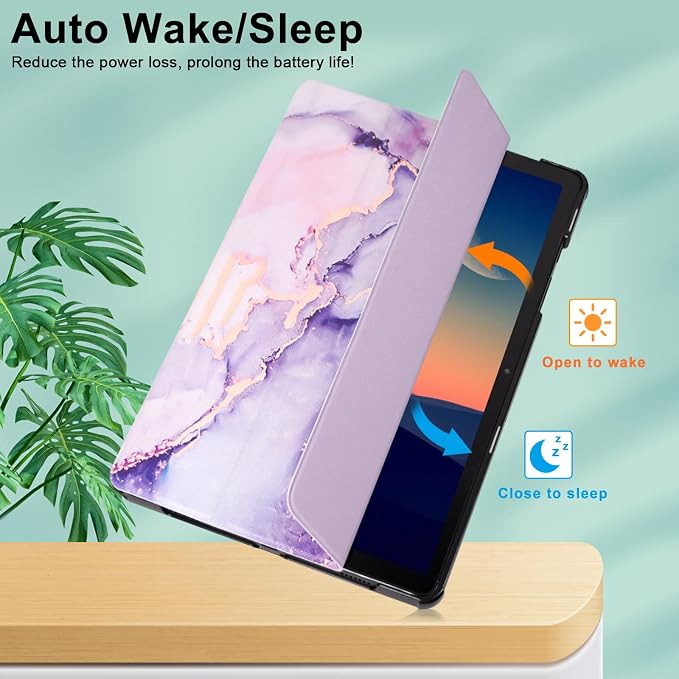 Caweet Case for Samsung Galaxy Tab A9+ / A9 Plus 11 Inch 2023 Ultra Slim Lightweight Hard Back Shell Tri-Fold Stand Cover with Atuo Sleep/Wake Almond Blossom