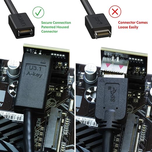 LINKUP USB 3.2 Gen2 Internal Adapter | 20-Pin Header to USB-A | 10Gbps male to female for PC front panel