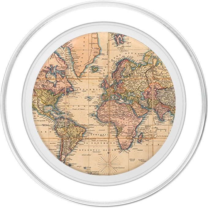 Vintage Travel World Map Design Travel Globe Background PopSockets Adhesive PopGrip