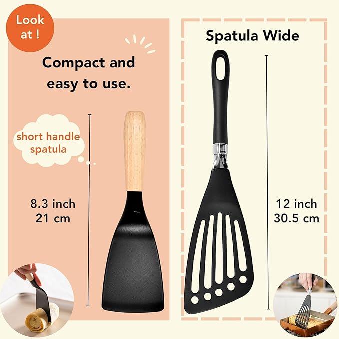Small Nylon Egg Turner for Nonstick Frying Pans, Heat Resistant Spatula