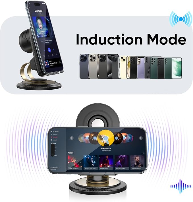 Phone Stand with Speaker with Bluetooth 5.3Phone Stand with Remote Control &amp Adjustable Height/AngleNon-Slip Silicone BasePortable for Home/Office/OutdoorGifts for Men Women Teens Parents