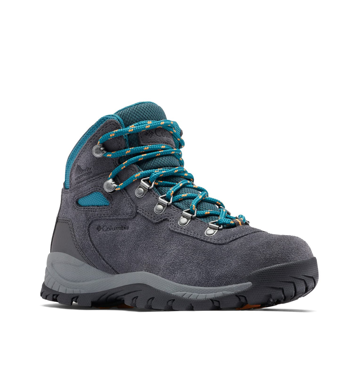 Columbia Womens Newton Ridge Plus Waterproof Amped, Shark/River Blue, 9