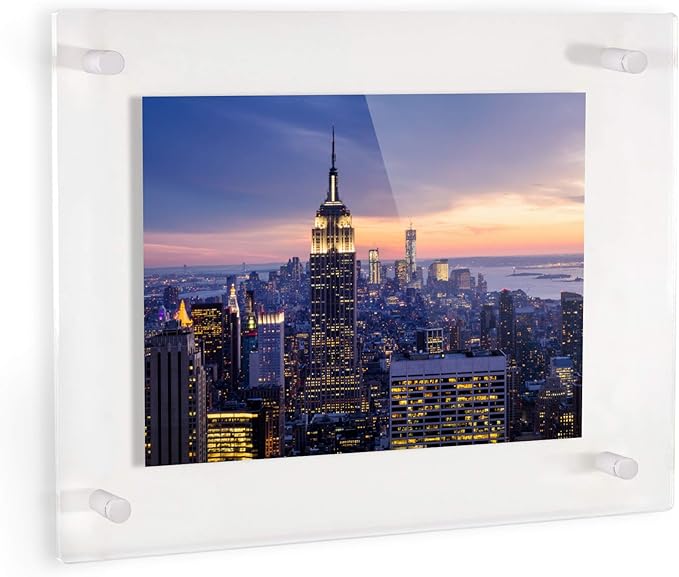 ArtToFrames 15x18 Inch Double Panel Floating Acrylic Picture Frame (Full Frame is 19x22) comes with White Standoff Hardware, Made in the USA, 1 Pack