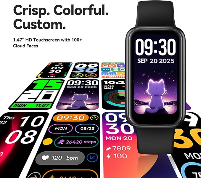 Enfit Fitness Trackers,Smart Watch with 1.47" Color Screen,100+Sport Modes Fitness Watch with Heart Rate Sleep Monitor, Pedometer Step Counter Watch, 3TAM Waterproof Activity Trackers for Women Men,BK