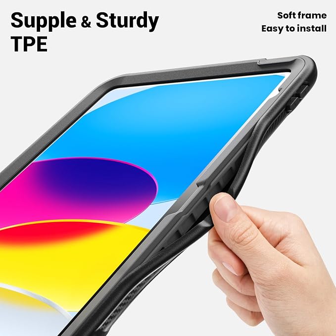 Case for iPad (A16) 11th Generation 11 inch 2025 Lightweight Rugged Dual-Material Design 360° Rotating Adjustable Leather Hand Strap Foldable Kickstand Durable with Full ProtectionBlue