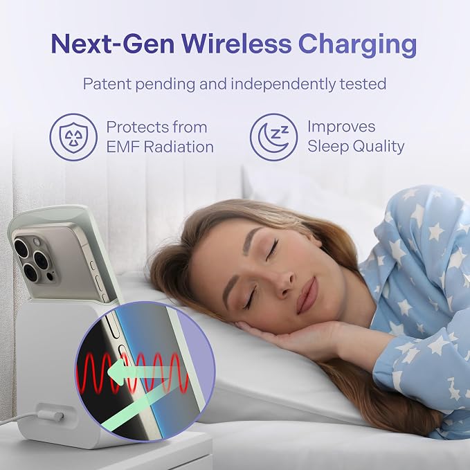 Elvy Fast Qi Wireless Charger for Cell Phones - Designed with EMF Management Technology for Enhanced Charging Advanced Environmental Shielding (Black)