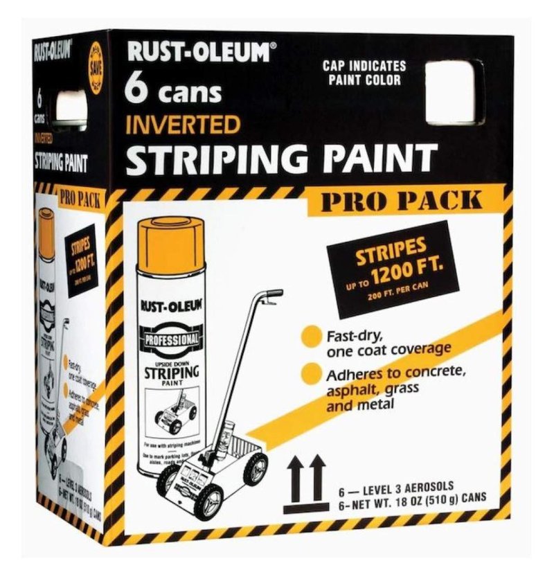 Rust-Oleum P2593849-6PK Professional Inverted Striping Spray Paint, 18 oz, White, 6 Pack