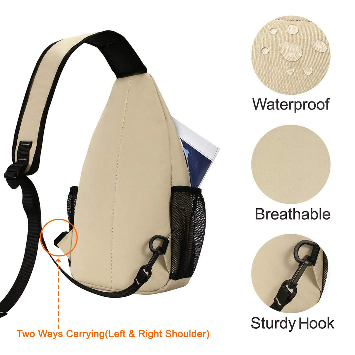 MOSISO Small Sling Bag for Men, Crossbody Shoulder Chest Daypack Bag
