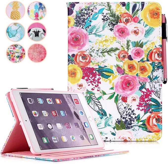 Case for iPad mini 1 2 3 4 Mini 5 Leather Smart Kickstand Case Flip Wallet Protective Case Compatible with iPad mini 1 2 3 4 Mini 5 2019 Pink Gold Marble