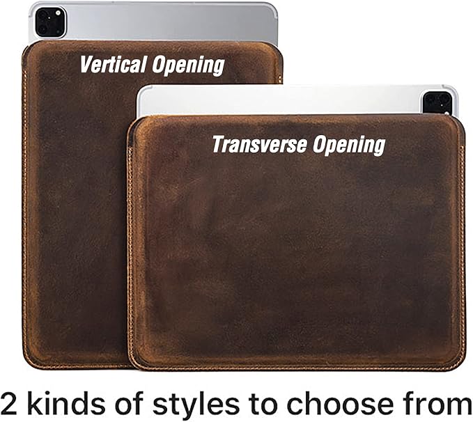 Top Grain Leather 12.9 Tablet Sleeve Slim Protector Vintage Design Fully Handmade Compatible with 12.9 iPad Pro 3/4/5/6 Gen Fits A2233 A2069 A2378 A2379 A2461 A2462 Coffee 12.9 Inch
