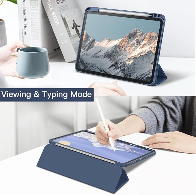 JETech Case for iPad Pro 11 M5/M4 Black | Cover for 2025/2024 Model Clear Transparent Back Pencil Holder Slim Shockproof Protection Tri-Fold Stand Auto Wake/Sleep