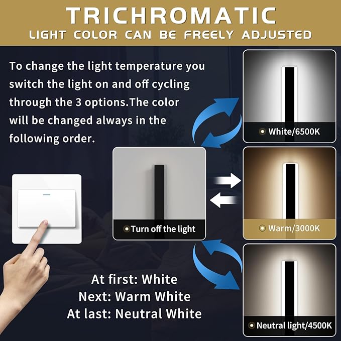 Modern 70.8inch Outdoor Wall Light, 3000k/4500k/6000k 3 Color Change Black Exterior Light Fixtures Wall Mount, Ip65 Waterproof Modern Porch Lights Non-Dimmable, Long Linear Outside Lighting Hard-Wired