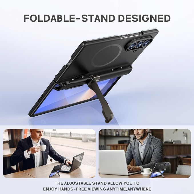 for Samsung Galaxy Z Fold7 Case [Compatible with Magsafe] [Invisible Kickstand &amp HD Screen Protector] Protective Phone Case for Samsung Galaxy Z Fold 7 Black