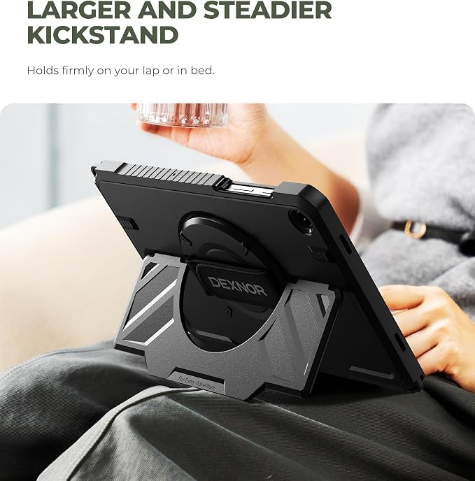 Dexnor Case for Samsung Galaxy Tab A11+/A11 Plus 11 inch 2025 Rugged Protective Case with 360° Rotating Hand Strap &amp Large Steady Stand &amp Screen Protector Shockproof Full-Body Bumper Cover B