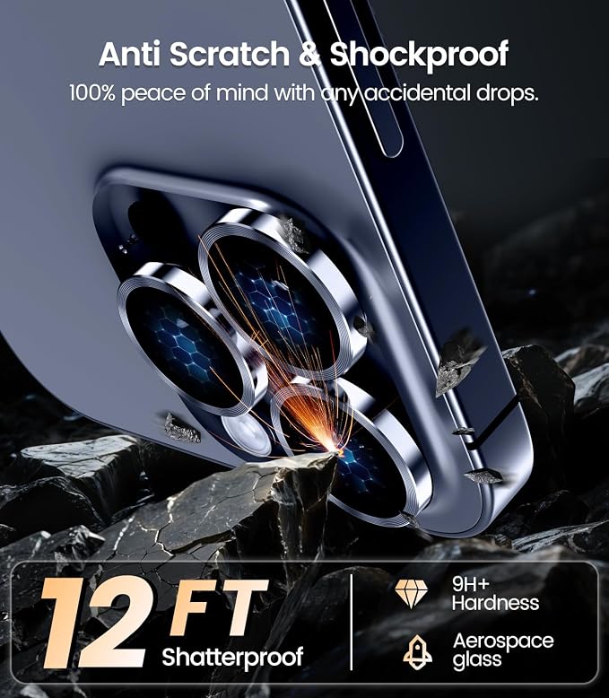 iGluz 2 Pack Anti-Reflection Camera Lens Protector for iPhone 17/16/16 Plus [98% Transmittance][1-Step Installation][Strong Adsorption] 9H Shatterproof Tempered Glass-Black