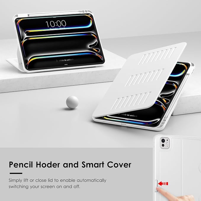 VIKESI Case for iPad Pro 11 inch (M5/M4) 2025/2024Multiple Angles Magnetic Stand CoverShockproof BackPencil Holderand Auto Sleep/WakeBlack