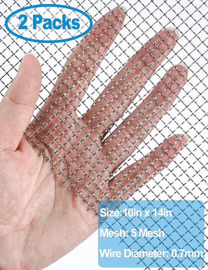 2Pack 5Mesh 10'' x 14'' Wire Mesh Screen, 304 Stainless Steel Anti-Rusted Mesh