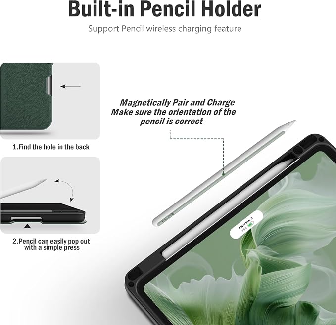 Antbox Case for iPad Air 11-inch M4/M3/M2 (2026/2025/2024) iPad Air 5th/4th Generation 10.9'' Vegan Leather with Pencil Holder Typing Angle Auto Sleep/Wake Muti-Stand (Black)