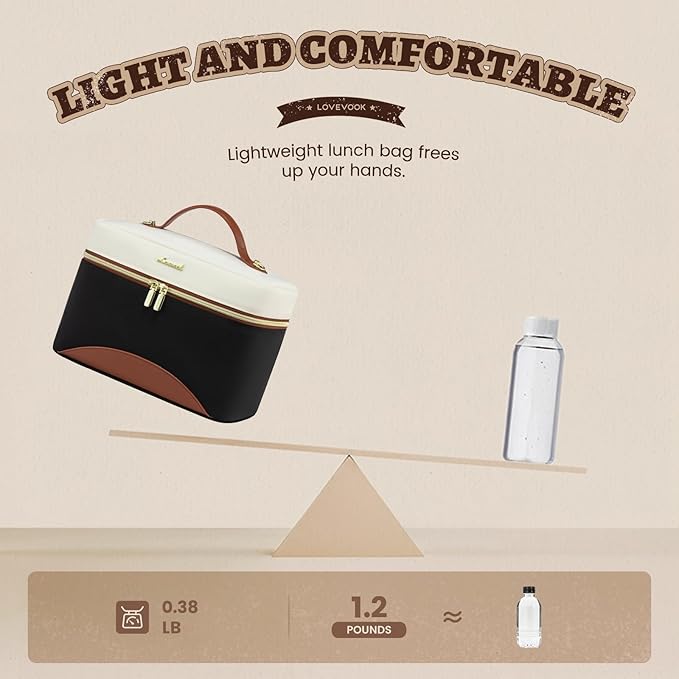LOVEVOOK Insulated Lunch Bag for Women,Adult Lunch Box for Women,Leakproof Cooler Bag for Office Picnic Hiking Beach,Lunch Tote Bag with Adjustable Shoulder Strap