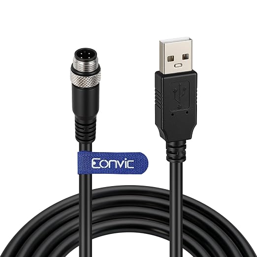 Industrial M12 4 Pin A Code Female to USB 2.0 Male Data Connection Cable High Flex Shielded Moulded IP67 Waterproof Cable