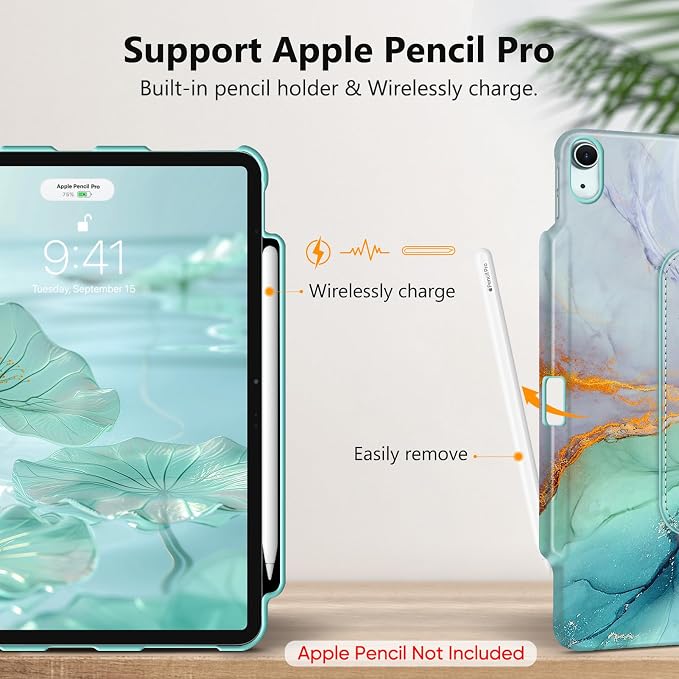 Fintie Rotating Case for iPad Air 13-inch M4/M3/M2 (2026/2025/2024) | 360° Swivel Stand Landscape &amp Portrait Viewing Shockproof Protective Cover Pencil Holder Auto Sleep/Wake Black