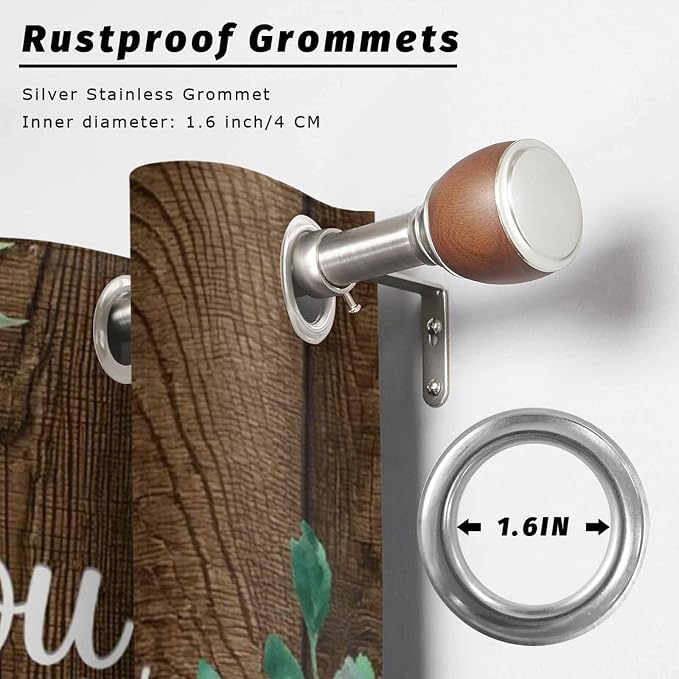 Summer Outdoor Curtains for Patio Sunflowers Eucalyptus Leaves Wood Waterproof