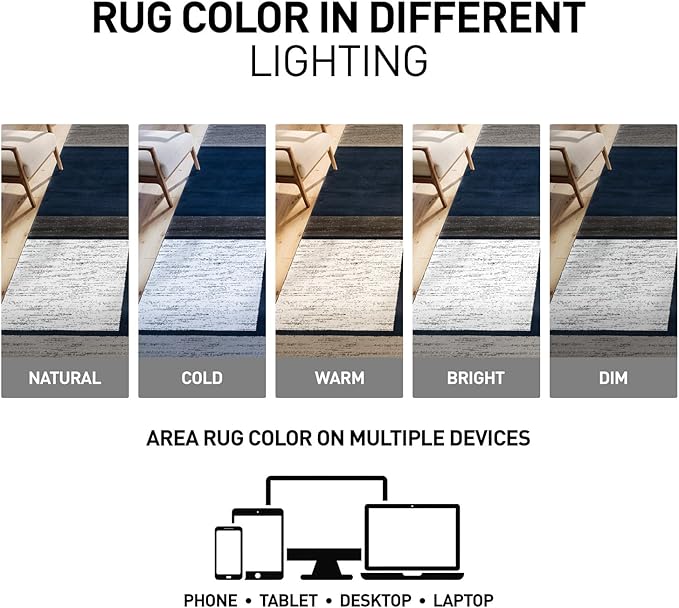 Rugshop Modern Geometric Boxes Navy Area Rug, Non-Shedding Carpet for Living Room, Bedroom, or Family Room, 7'10" x 10'2"